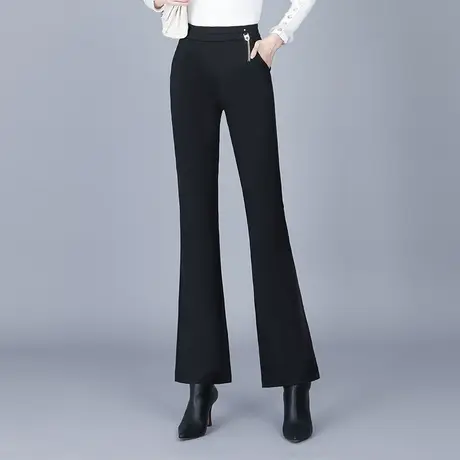 黑色高腰垂感微喇叭裤女秋季2023新款气质修身通勤职业裤休闲长裤商品大图