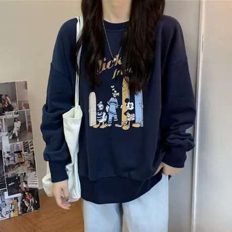 waitmore卫衣女2020初秋长袖宽松韩版潮ins上衣原宿bf慵懒风外套图片