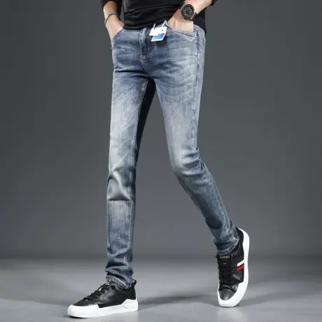 牛仔裤男2023新款秋季蓝色弹力修身小脚男士春秋休闲潮流百搭裤子商品大图