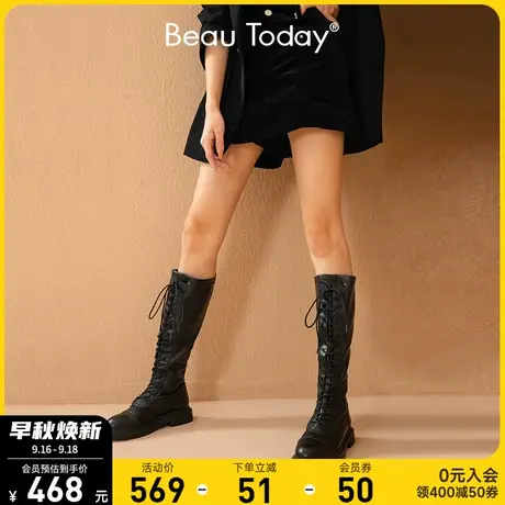 BeauToday高筒靴小个子女新款长筒靴女骑士靴显瘦靴子英伦风ins潮商品大图