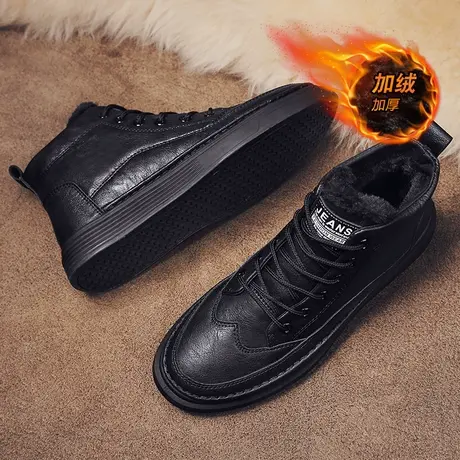雨鞋男士冬季加绒加厚水鞋男款外穿厨房防滑工地防水鞋中筒棉雨靴商品大图