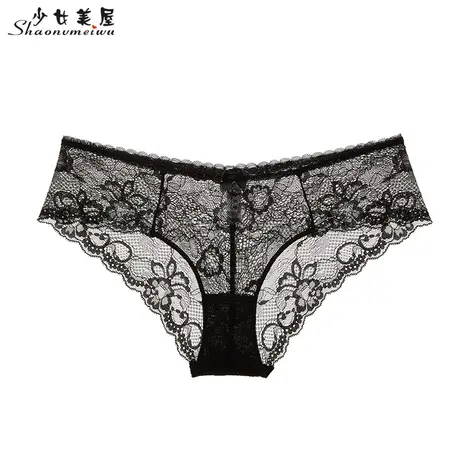 少女美屋女士性感蕾丝内裤网纱透明无痕中腰三角裤底裤裆部棉质商品大图