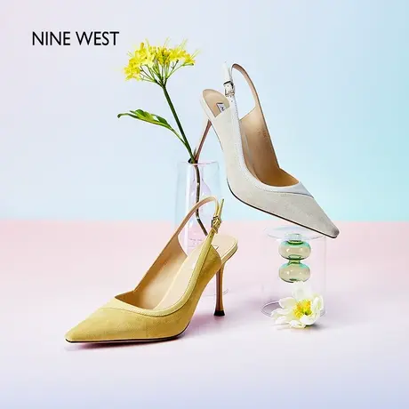 Nine West/玖熙尖头一字带职业高跟鞋2024年夏季新款后空凉鞋女商品大图