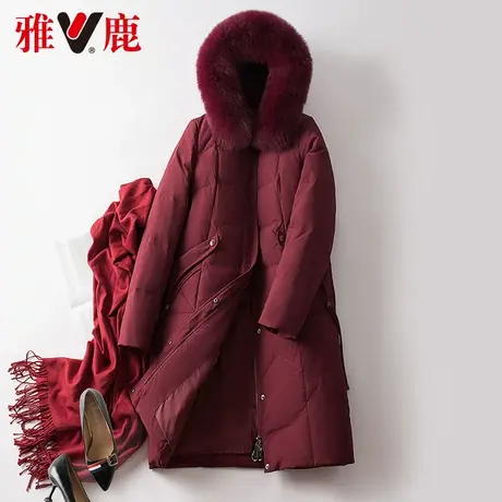 雅鹿大狐狸毛领羽绒服女中长款2021冬季新款保暖加厚高档外套时尚商品大图