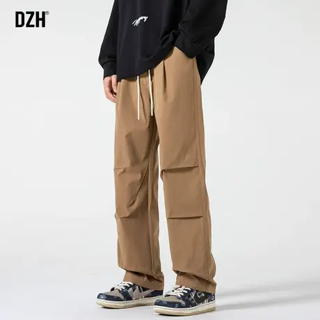 男士美式高街裤子男秋季设计感小众2023年新款卡其色工装裤伞兵裤商品大图