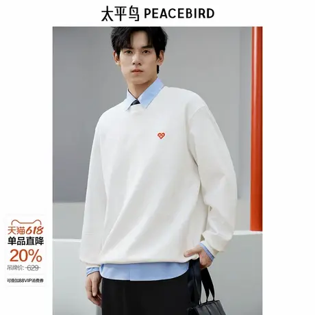 【商场同款】太平鸟男装 潮流肌理感面料圆领套头卫衣男B2CRF1119图片