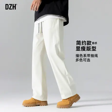 男士杏色裤子男款美式高街2025新款休闲裤春季直筒宽松垂感小西裤商品大图