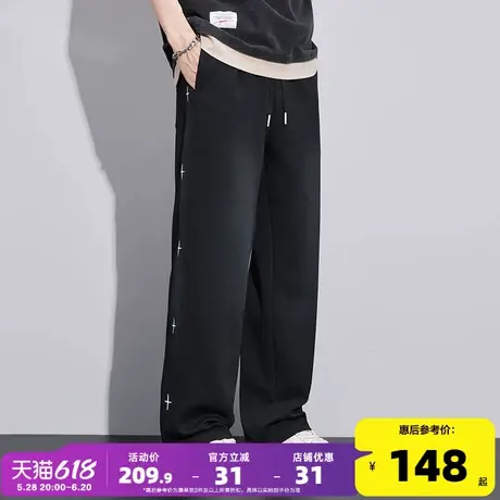 唐狮25春季新款美式卫裤男休闲裤潮牌宽松直筒洗水做旧运动长裤GT商品大图