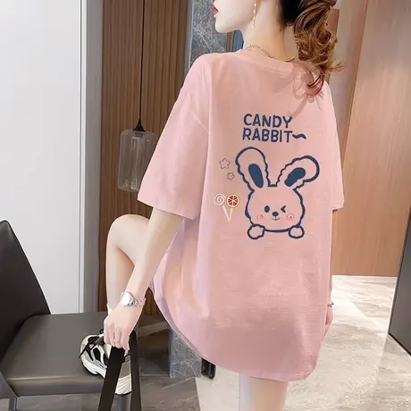 港味chic复古印花T恤短袖女夏oversize大码纯棉潮牌ins闺蜜装上衣商品大图