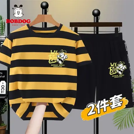 巴布豆儿童套装男夏天2022新款帅气夏装男童t恤短袖纯棉中大童潮图片