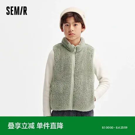 森马儿童马甲2024年新款冬装保暖珊瑚绒家居外套男童女童立领上衣商品大图