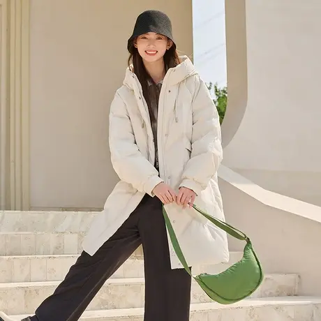坦博尔奥莱正品清仓羽绒服女时尚冬季中长款连帽休闲时尚外套冬图片