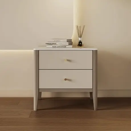 顾家家居实木岩板全实木床头柜卧室储物柜床边小柜子二斗柜双抽屉商品大图