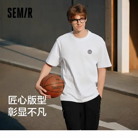 森马短袖T恤男运动风篮球印花绣花上衣复古学院夏季纯棉宽松时XY商品大图