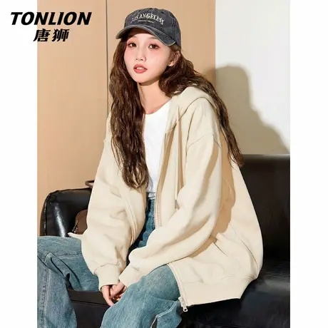 唐狮官方开衫连帽外套女春秋款2026新款女士宽松显瘦休闲上衣女VB商品大图