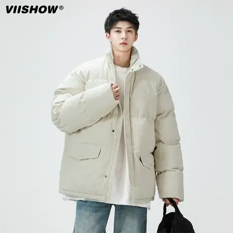 VIISHOW灯芯绒美式复古立领棉衣男款冬潮牌羽绒棉服加厚保暖棉袄图片