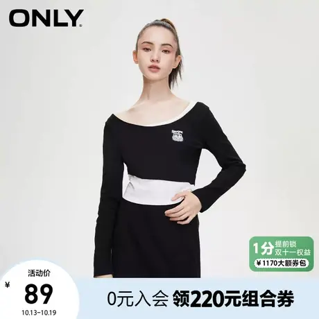 ONLY奥莱秋季时尚百搭修身不对称假两件长袖圆领短款T恤商品大图
