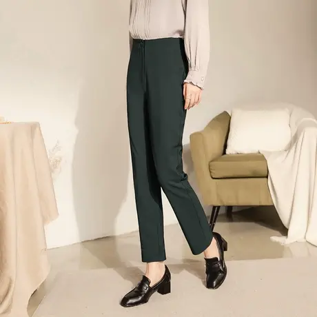 桔熊秋冬季通勤西装长裤子女纯色设计高腰修身直筒裤大码BA6590图片