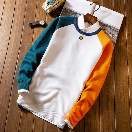 2025秋冬季男士毛衣圆领韩版潮流上衣服针织打底衫长袖线衣服男装图片