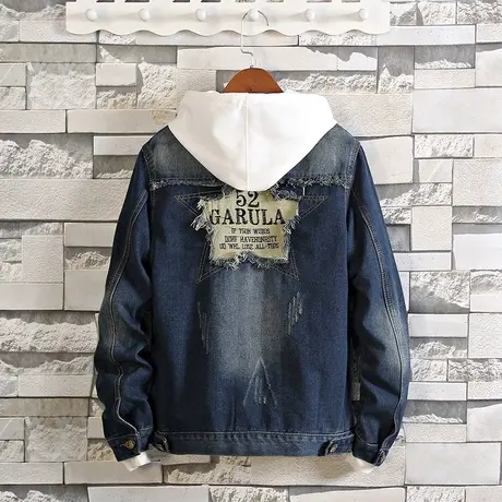 春季男士牛仔夹克外套韩版修身破洞牛仔衣服春秋装高中学生男装潮商品大图