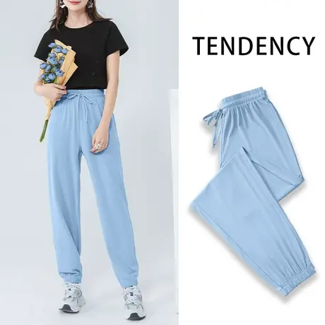 ZR真维斯冰丝裤子女2023新款夏季薄款宽松高腰显瘦女冰感裤束脚潮商品大图