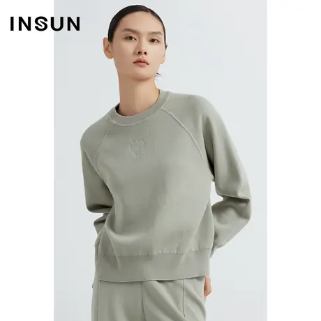 INSUN恩裳线上专选春季莱卡织法工艺绣花毛针织衫商品大图