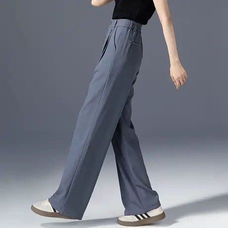 高腰窄版阔腿裤女2024新款灰色西装裤宽松休闲垂感裤子春秋直筒裤商品大图