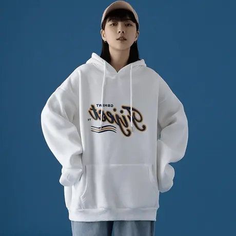 chic港味连帽卫衣女2020秋冬宽松韩版bf慵懒风加绒加厚外套潮ins商品大图