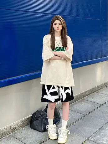 美式仿棉短袖t恤女2023新款夏季小众设计感宽松冷淡系潮牌上衣服图片