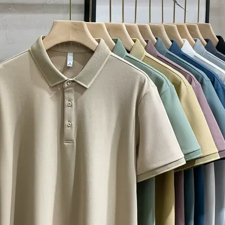 冰丝桑蚕丝polo衫男士短袖T恤商务休闲夏季翻领薄款抗皱透气上衣商品大图