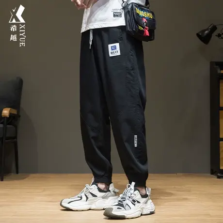 春秋薄款凉感冰丝裤男款束脚运动九分裤春秋宽松大码休闲速干裤子商品大图