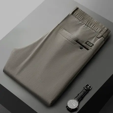 夏季轻薄款透气高级感咖色休闲裤子男士冰丝高端职业西装西裤男裤商品大图