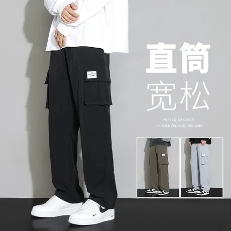 工装裤男款春秋季美式潮牌阔腿休闲长裤潮流ins高街宽松直筒裤子商品大图