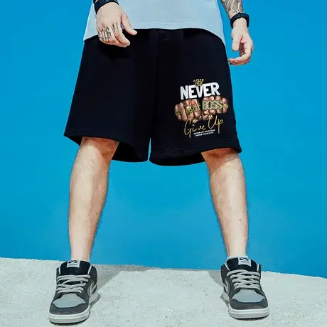 胖子五分裤潮牌嘻哈加肥加大码男宽松篮球裤运动裤短裤男潮流中裤图片