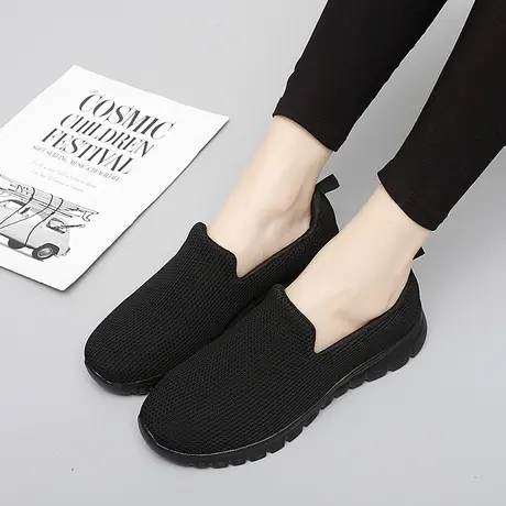 全黑色上班工作鞋久站不累脚大码4243脚宽胖妈妈鞋轻便老北京布鞋图片