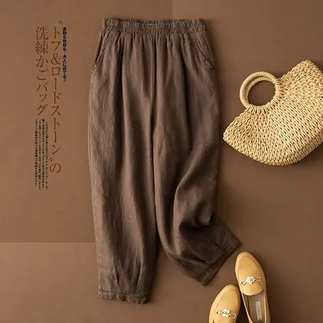 享永子【与冬赴约】亚麻棉裤加厚保暖文艺复古宽松休闲女裤图片