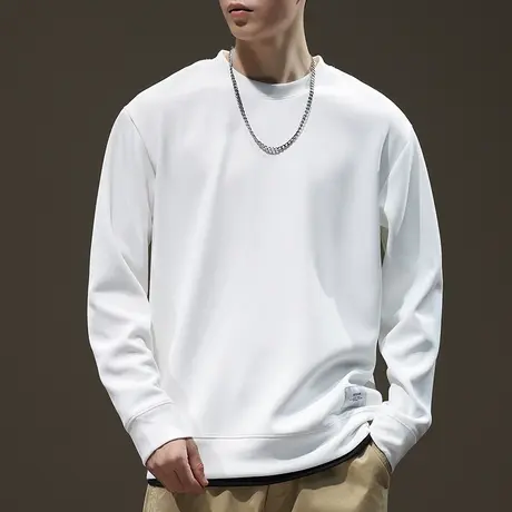 潮牌秋季男装卫衣青少年潮牌男装纯色长袖春秋款休闲潮流圆领卫衣商品大图