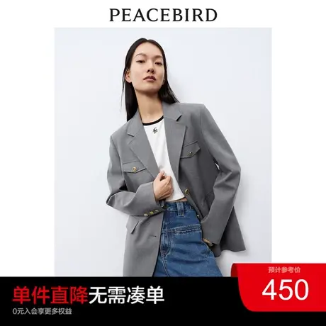 太平鸟工装风西装女2024春小众复古英伦设计感通勤西服外套奥莱图片