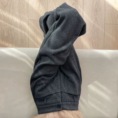 黑灰色休闲阔腿裤加厚加绒2023冬季保暖裤子高腰显瘦垂感醋酸羊毛图片