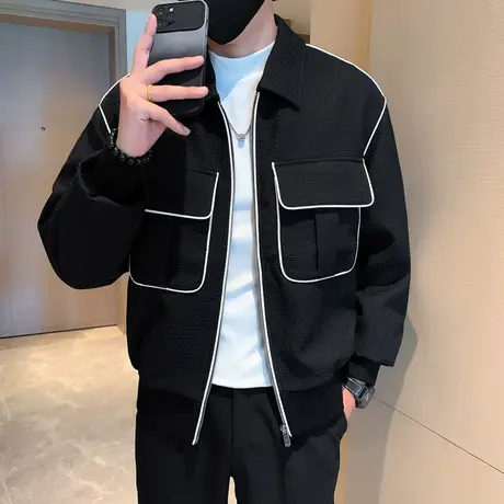 潮牌男装设计感工装夹克男重磅美式2023春秋季新款大口袋休闲外套商品大图