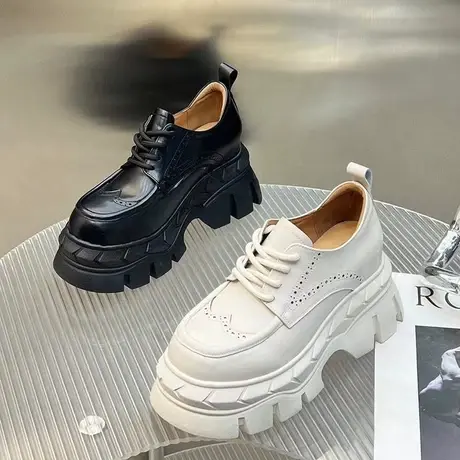 小皮鞋女英伦风2024新款春季厚底内增高女鞋乐福高跟鞋子女款单鞋图片