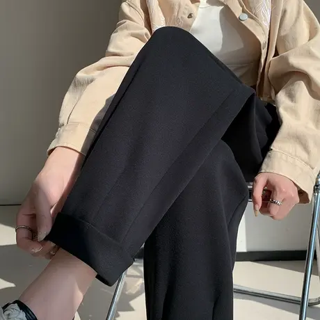 黑色九分哈伦裤女2024春秋新款高腰宽松显瘦休闲小个子香蕉运动裤商品大图