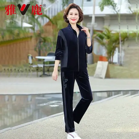 雅鹿妈妈套装春夏季2024年新款洋气百搭运动套装中老年两件套女款商品大图