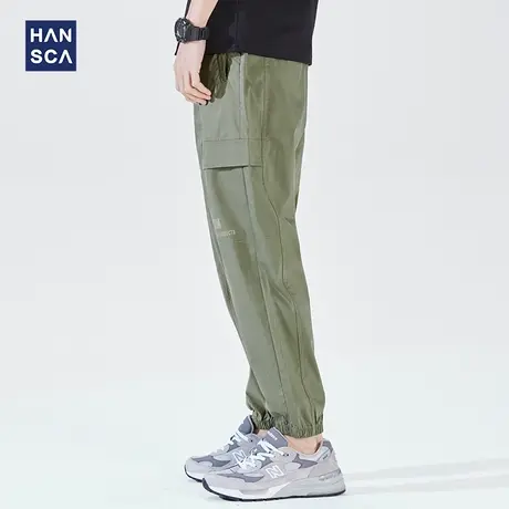 汉斯卡冰丝九分休闲裤男夏季薄款宽松潮流束脚抽绳弹力工装哈伦裤图片