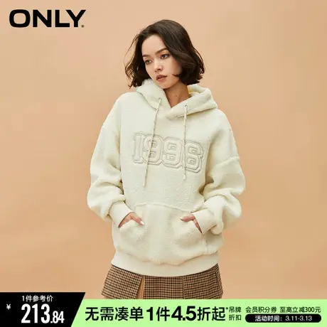 ONLY冬季时尚休闲宽松刺绣拼色长袖连帽卫衣女|12349S023商品大图