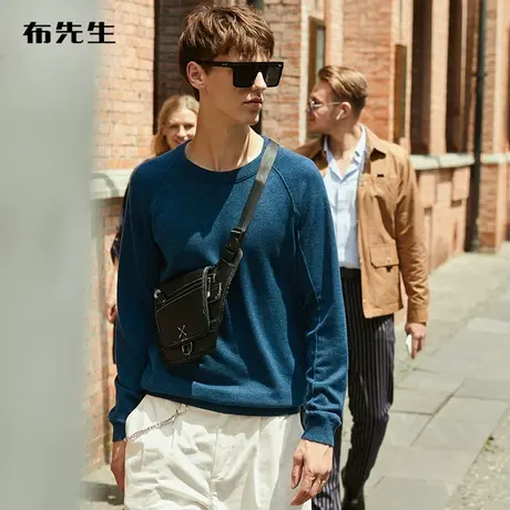 MrBu布先生休闲长袖羊毛衫男 冬季青年纯色圆领针织衫KT01006断码商品大图
