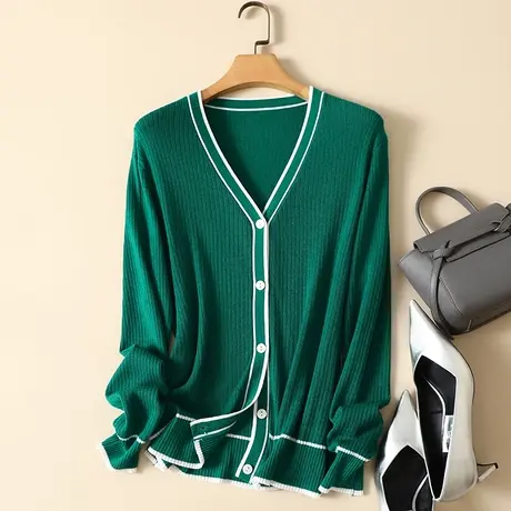 清仓！秋季新款羊毛针织开衫女长袖外套宽松爆款百搭上衣女毛衣图片