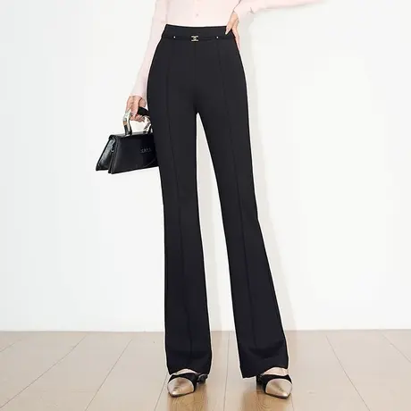 时尚微喇裤女2023秋季新款高腰显瘦长裤垂坠感通勤百搭职业休闲裤图片