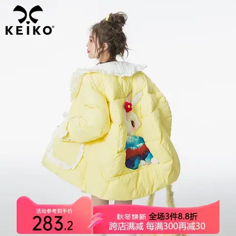 兔年系列贴花棉服女2023冬季设计感小众宽松加厚小个子洋气外套图片