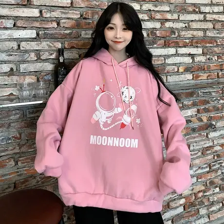 超火卫衣女2020新款秋冬宽松韩版bf慵懒风加绒加厚连帽外套潮ins商品大图